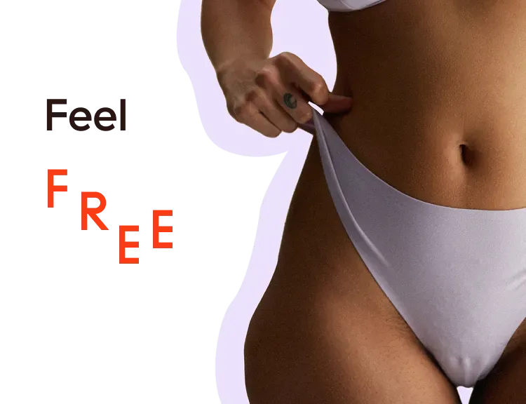 Woman in underwear pulls her slip up